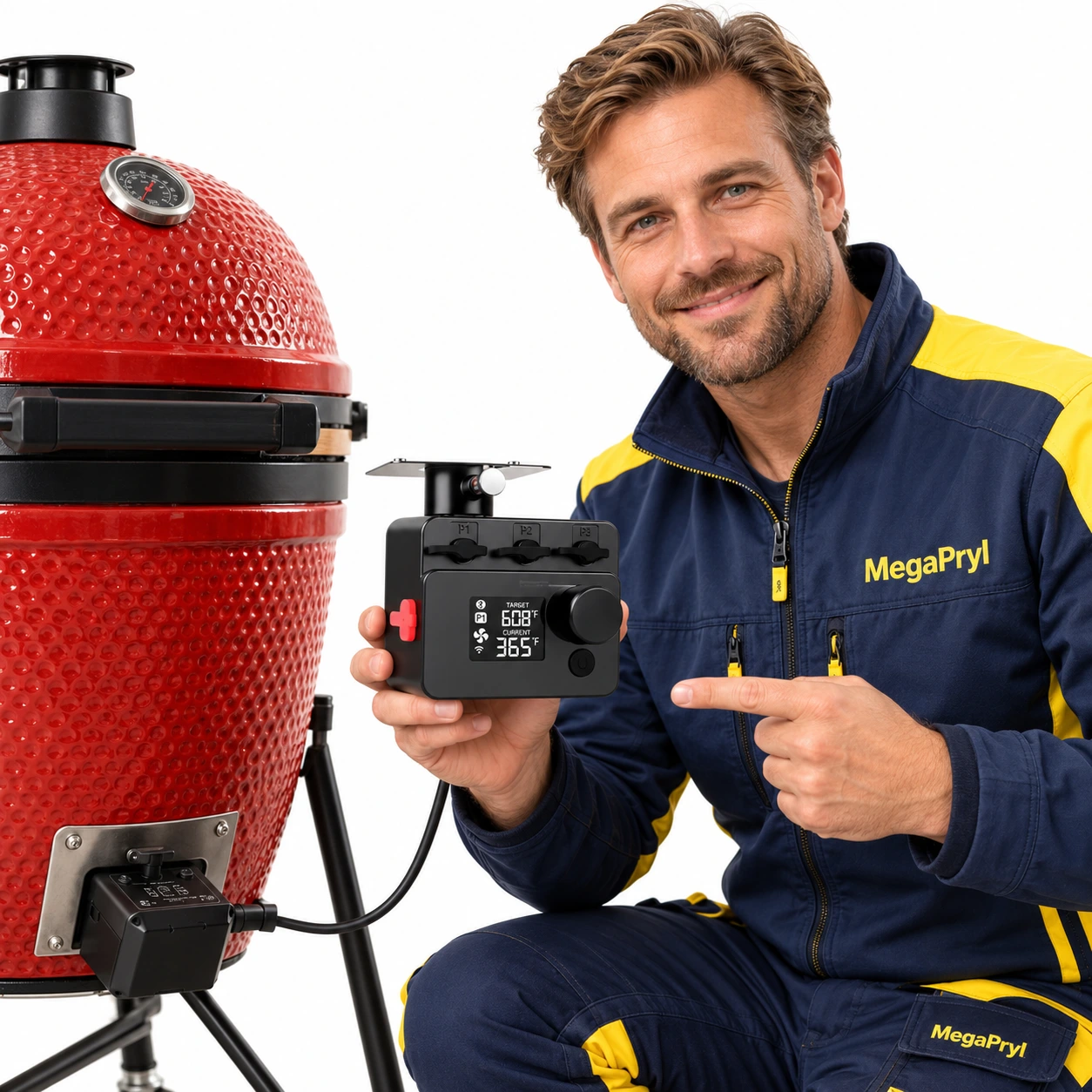 Grilltemperaturregulator för kamadogrill med fläkt och Bluetooth