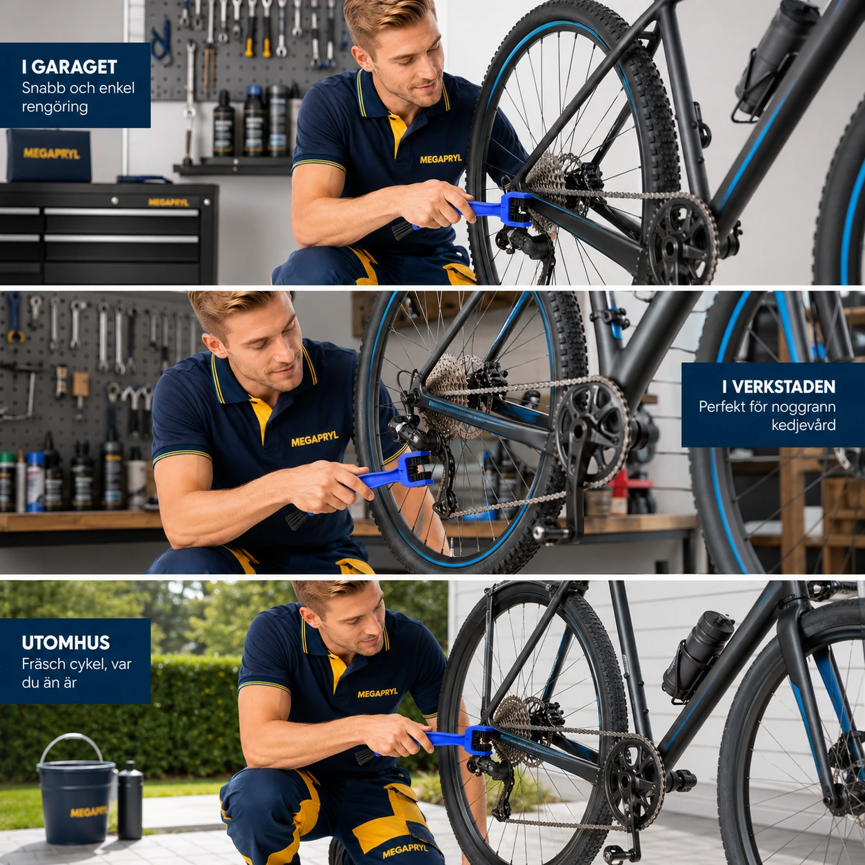 Kedjerengörare med Borste för Cykel och MC