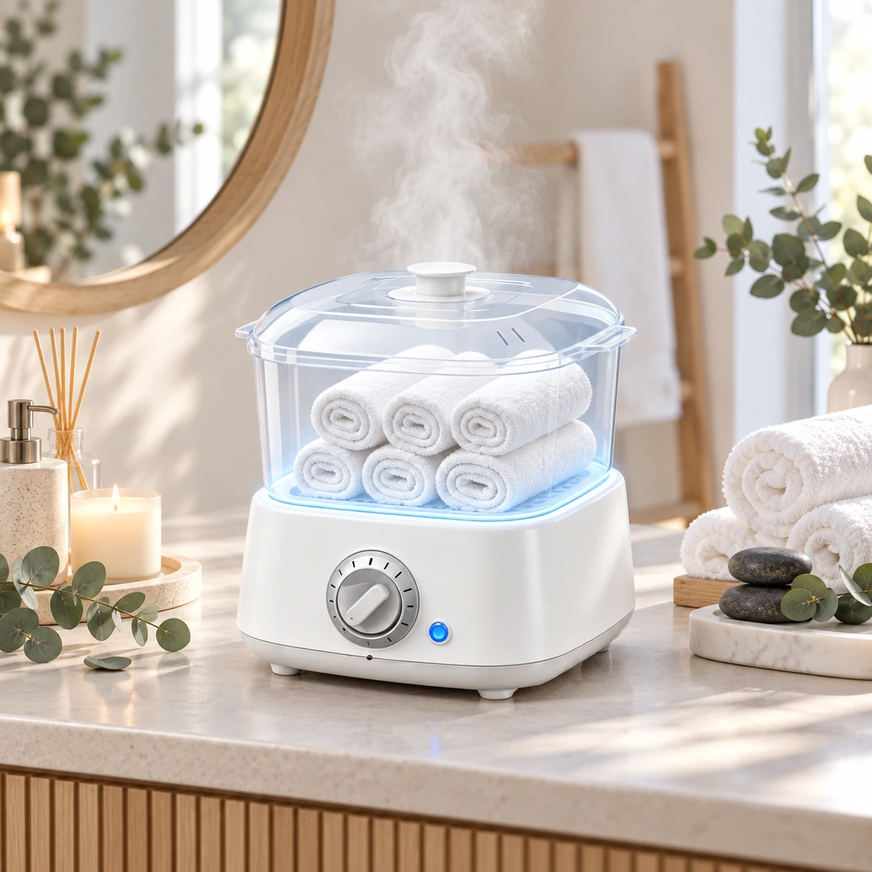 Höyrytoiminen pyyhkeenlämmitin salonkiin ja spa-käyttöön