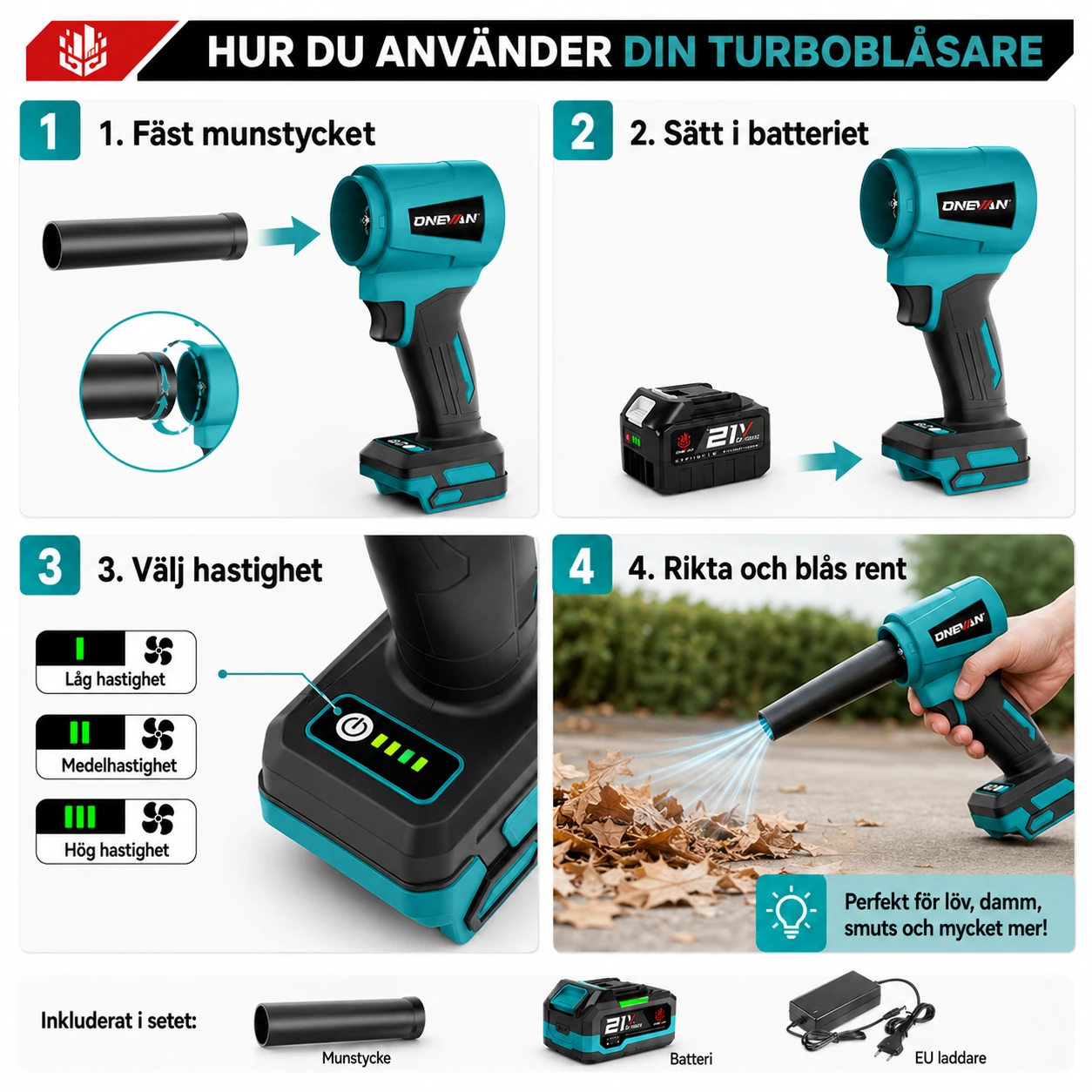 Turboblåsare 4000W – Batteridriven Jetfläkt