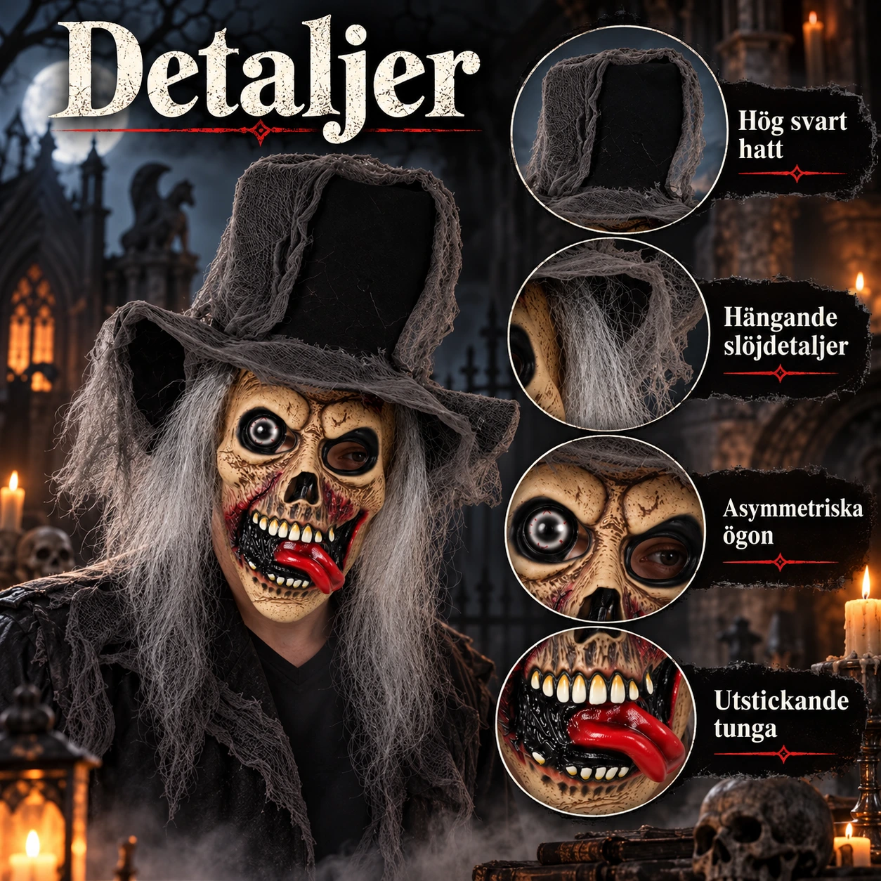 Mask skelett i latex med hatt