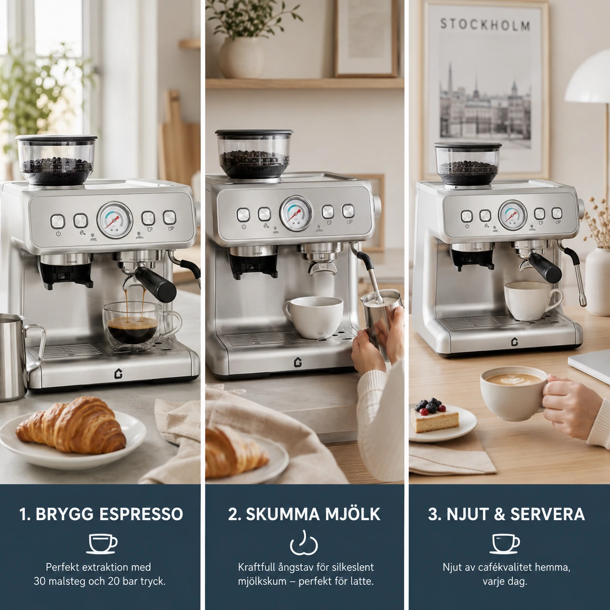 Espressomaskin med Kaffekvarn 20 Bar – Automatisk