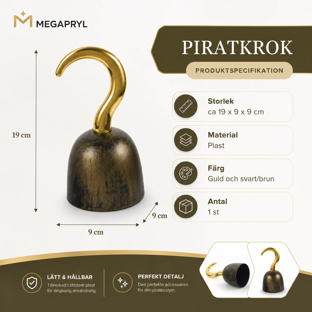 Piratkrok för Maskerad och Lek