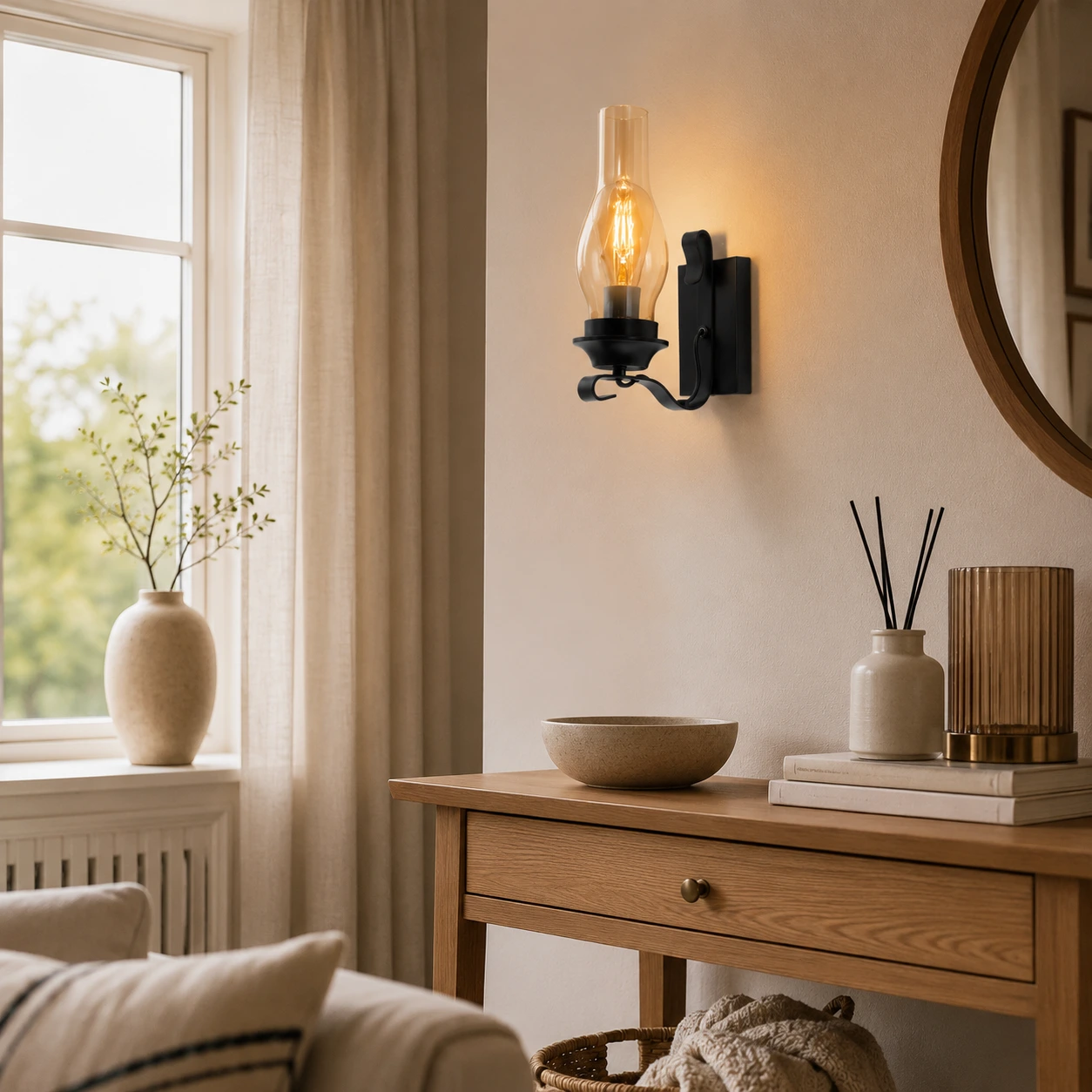 Retrovägglampa för inomhusbruk med E27-sockel