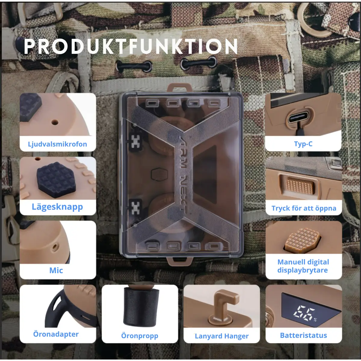 Hörselproppar Taktiska Bluetooth Brusreducering 4