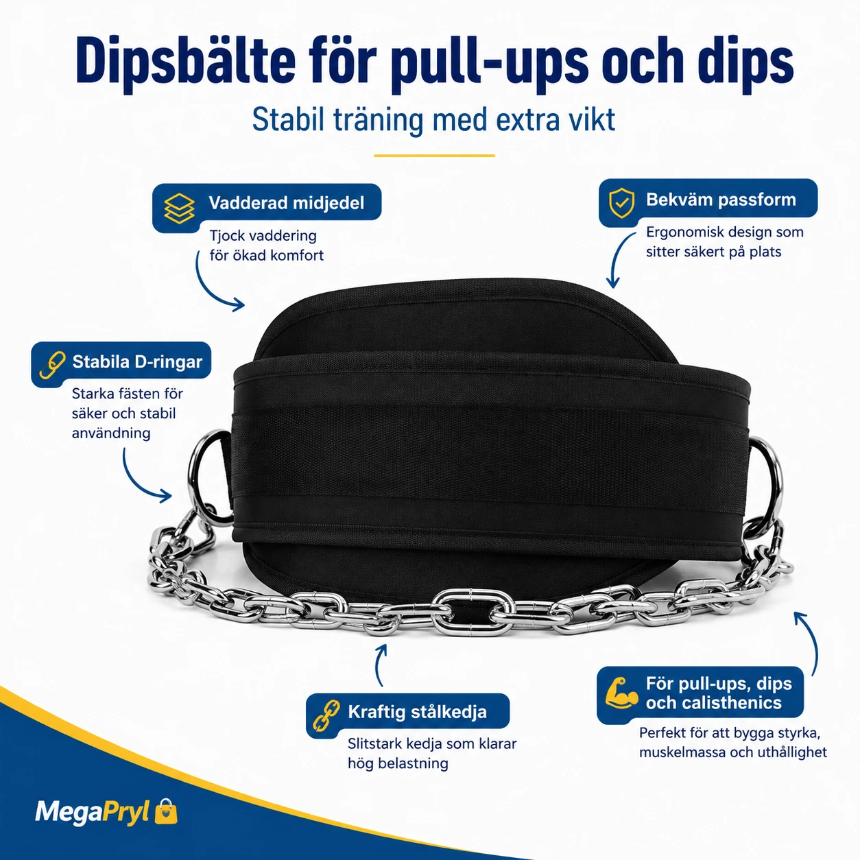 Dipsbälte för pull-ups och dips med kedja