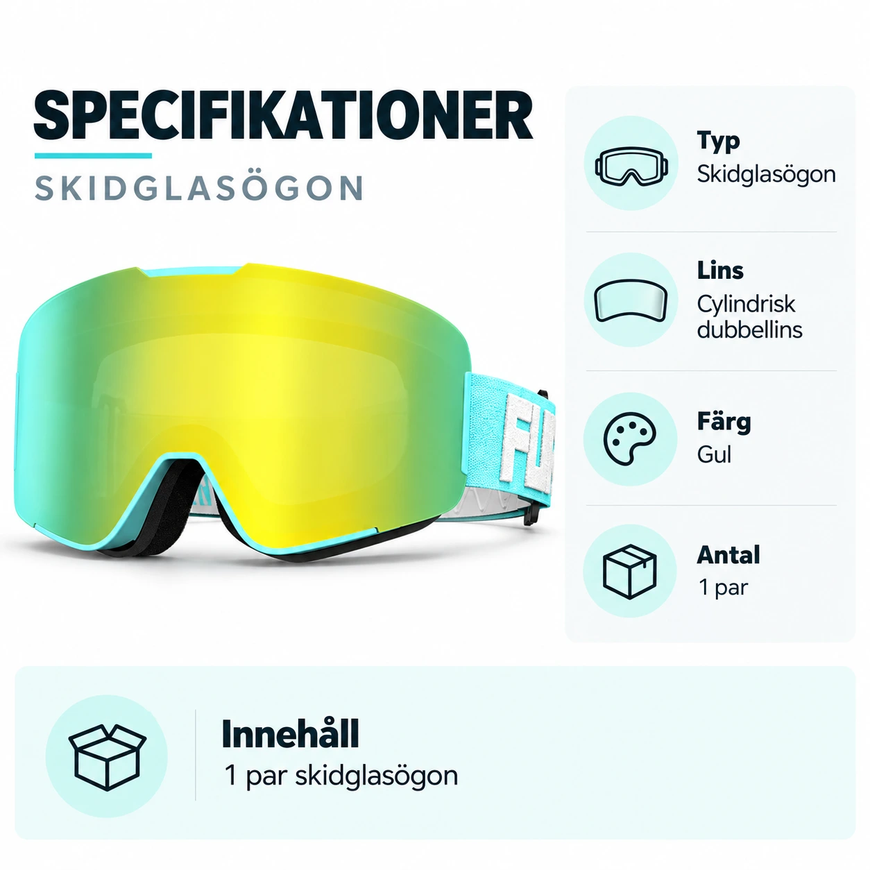 Skidglasögon med dubbla linser och UV-skydd