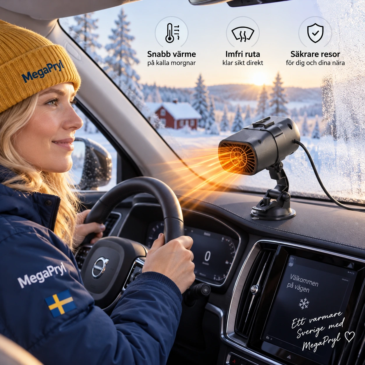 Kannettava autolämmitin 12V, imukuppi ja kaksi tilaa