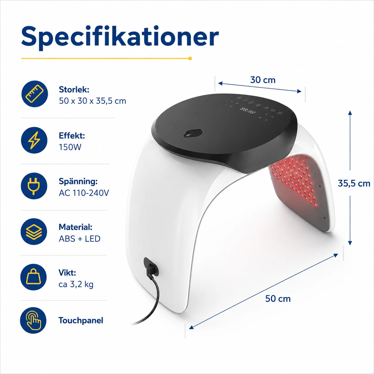 Ljusterapilampa 7 Färger med Rött Ljus och Nanoånga