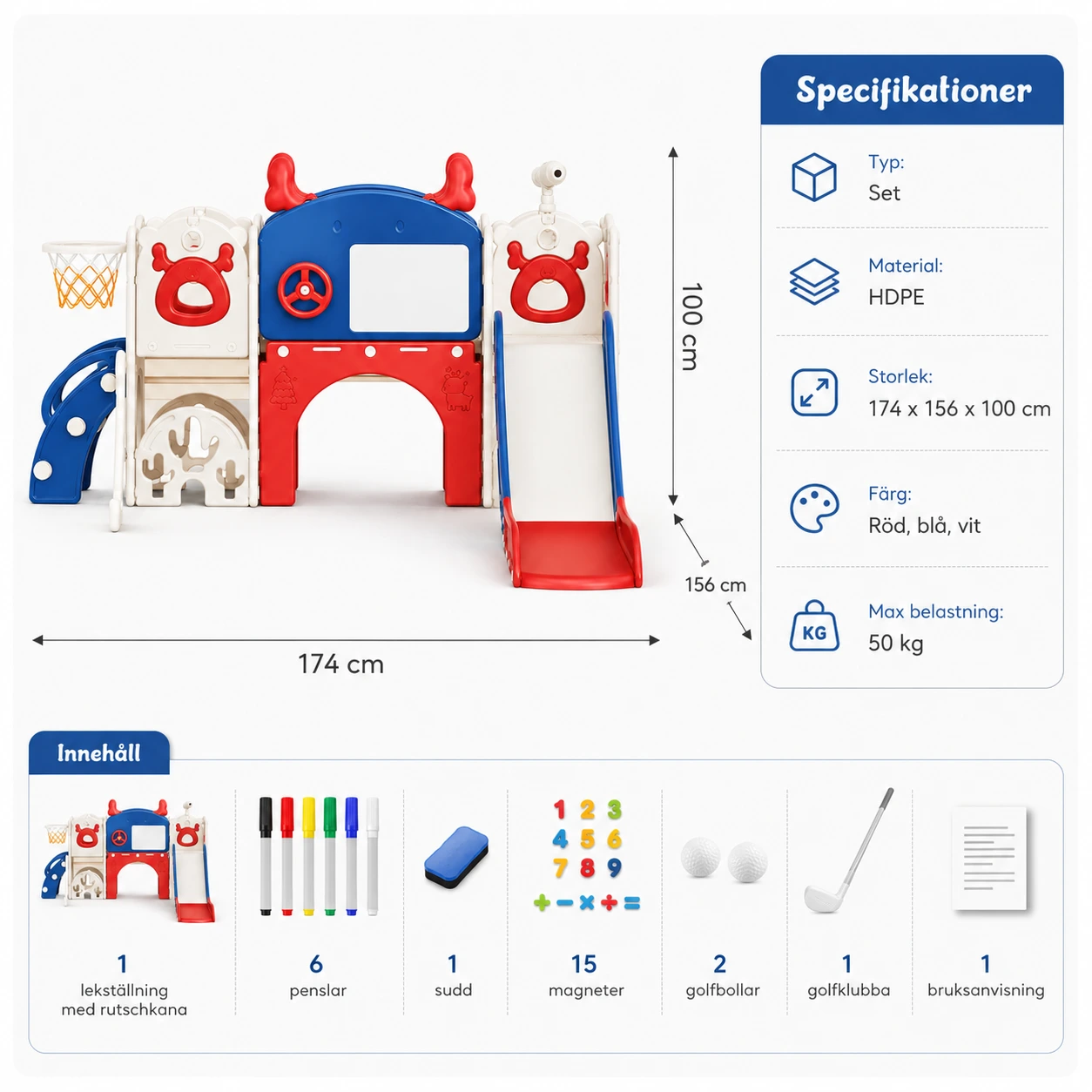 Lekställning med Rutschkana och Klätterstege för Barn
