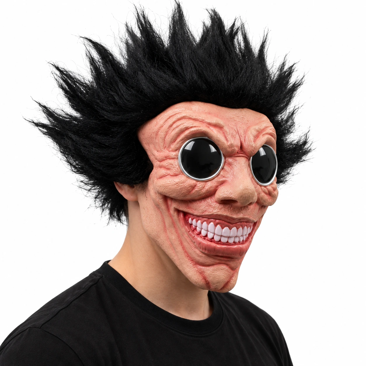 Läskig latexmask för maskerad med spretigt hår