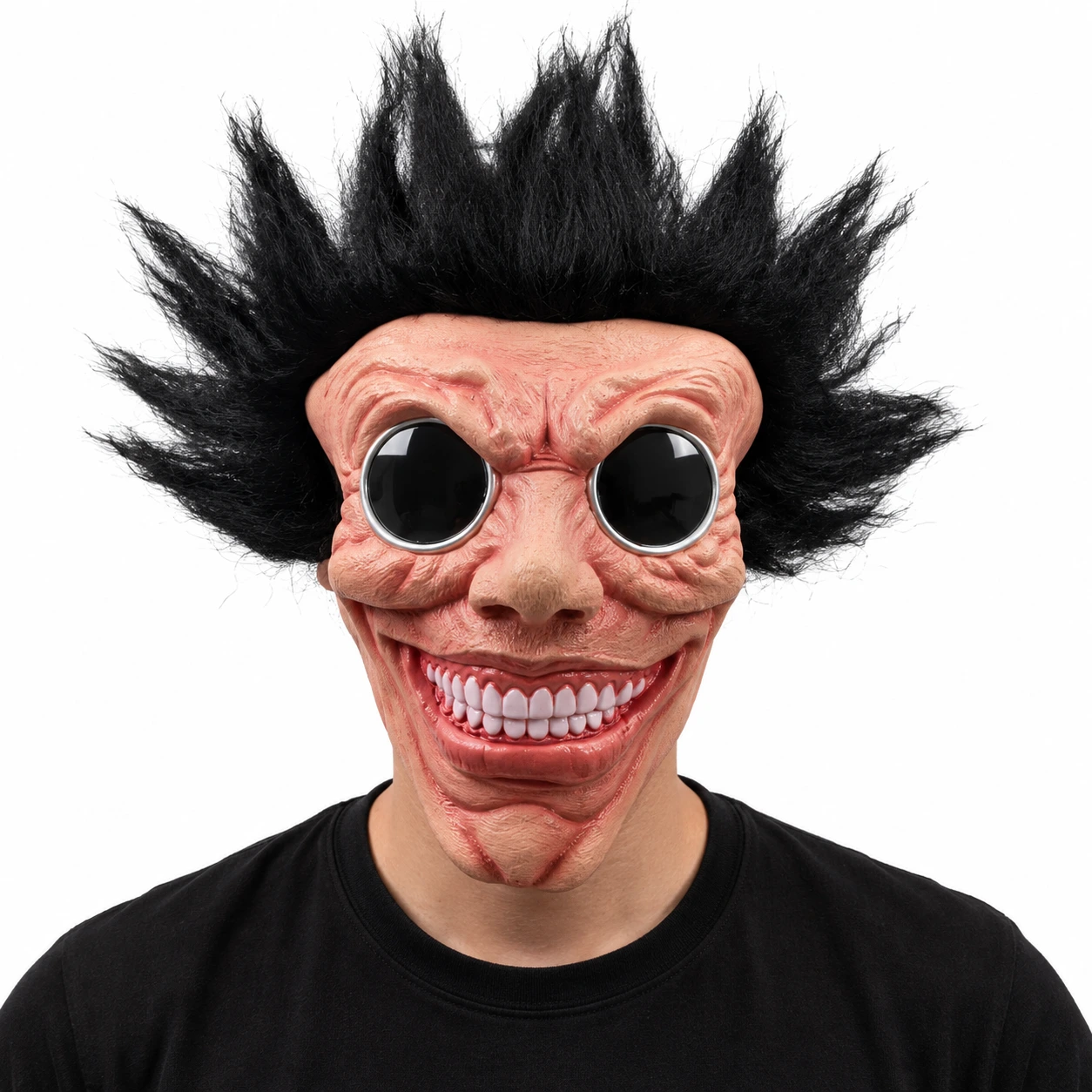 Läskig Latexmask med Spretigt Hår – Mask för Halloween och Maskerad