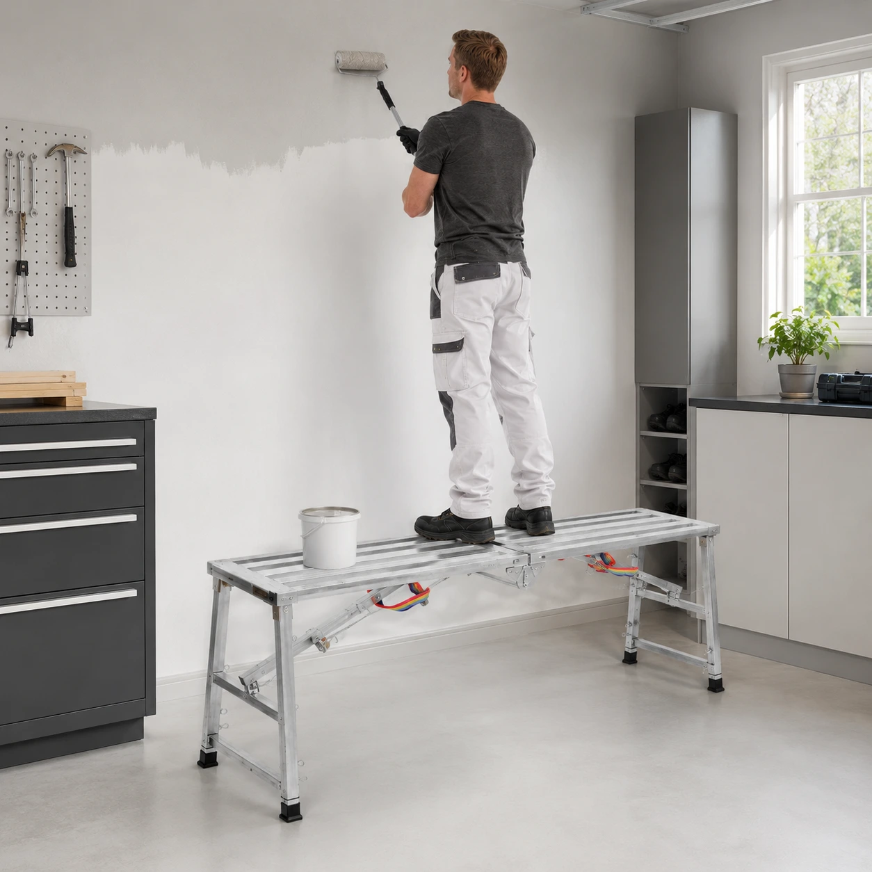 Justerbar arbetsplattform i aluminium, hopfällbar