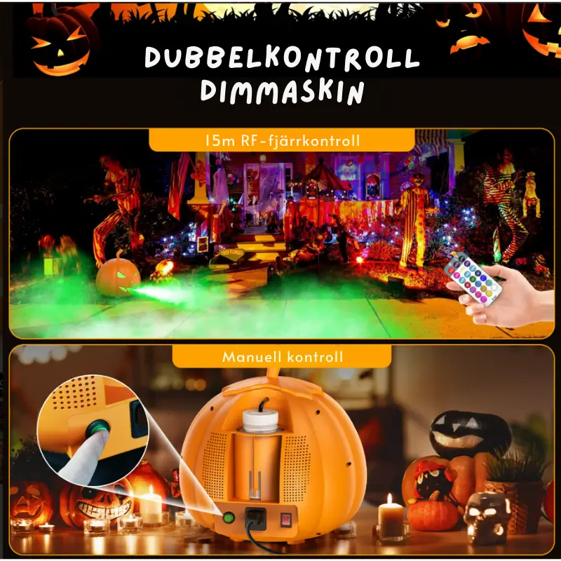 Rökmaskin Pumpa LED och Fjärrkontroll - Halloween 3