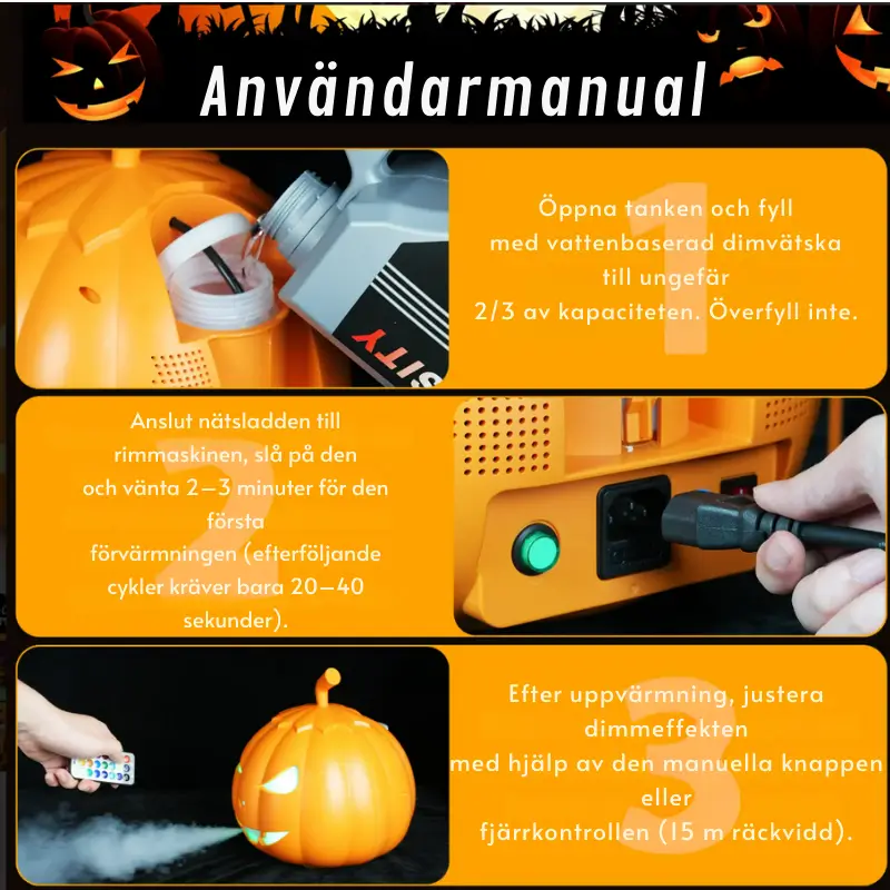 Rökmaskin Pumpa LED och Fjärrkontroll - Halloween 6