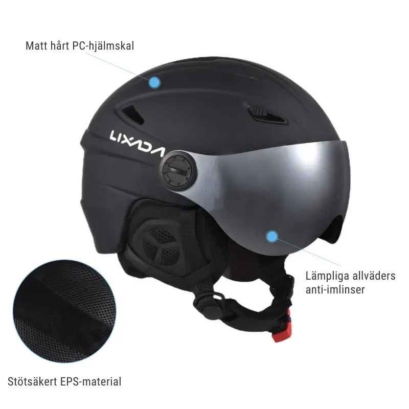 Ski Hjälm med Skyddsvisir – Vinter Sporthjälm 5
