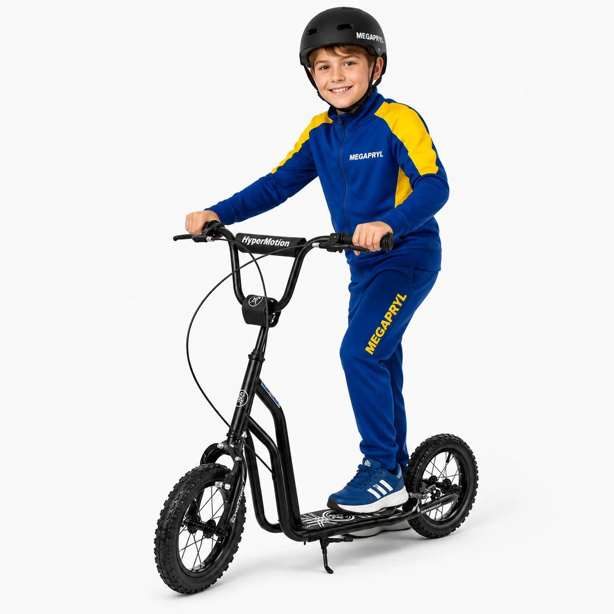 Sparkcykel för barn 12 tum med handbromsar och justerbart styre svart