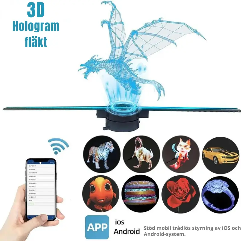 Fläkt 3D Hologram 42CM - WiFi och HD Projektor 2