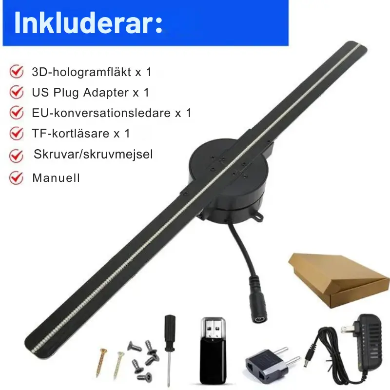 Fläkt 3D Hologram 42CM - WiFi och HD Projektor 3