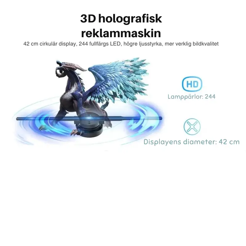 Fläkt 3D Hologram 42CM - WiFi och HD Projektor 4