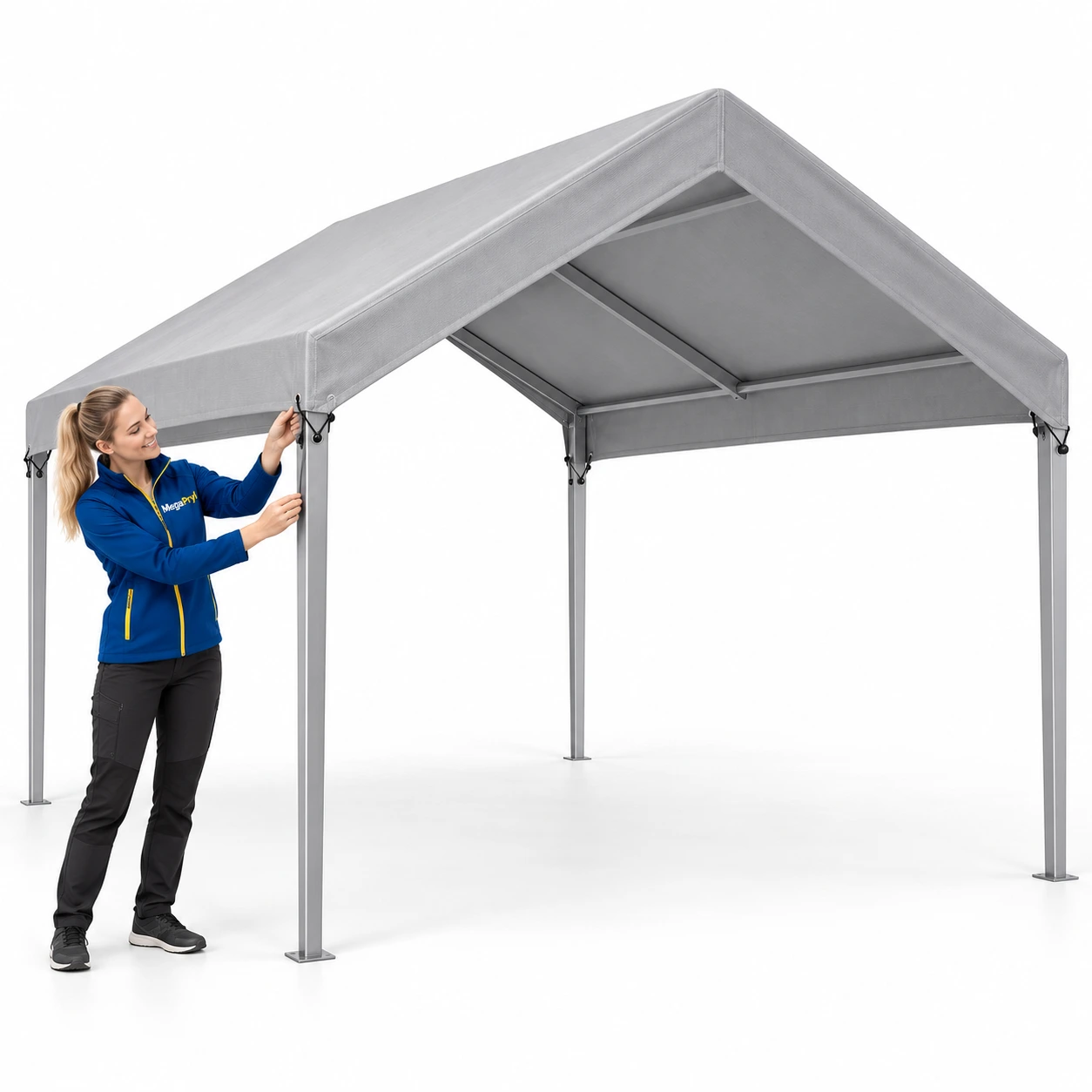 Ersättningstak för carport 3 x 6 m i grå PE-duk