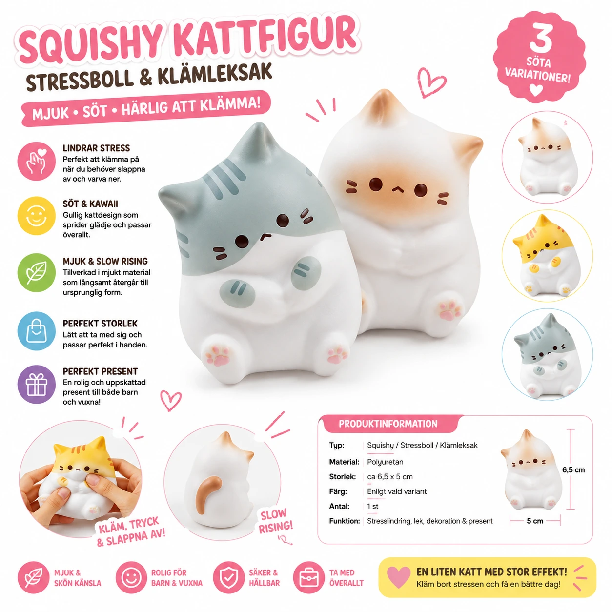 Squishy Kattfigur – Stressboll & Klämleksak