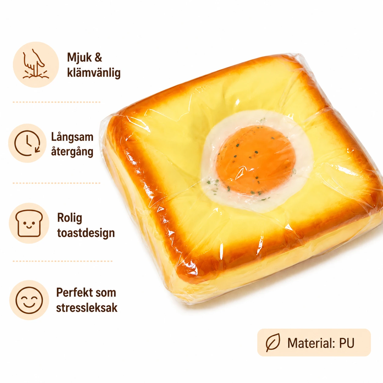 Squishy Toast med Ägg – Mjuk Klämleksak
