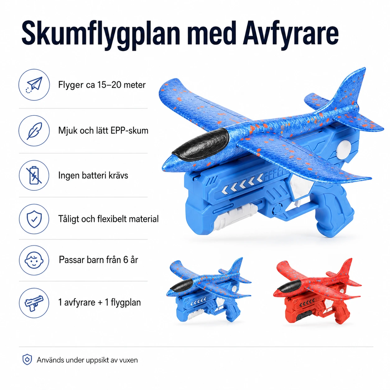 Skumflygplan med Avfyrare – Utomhusleksak för Barn
