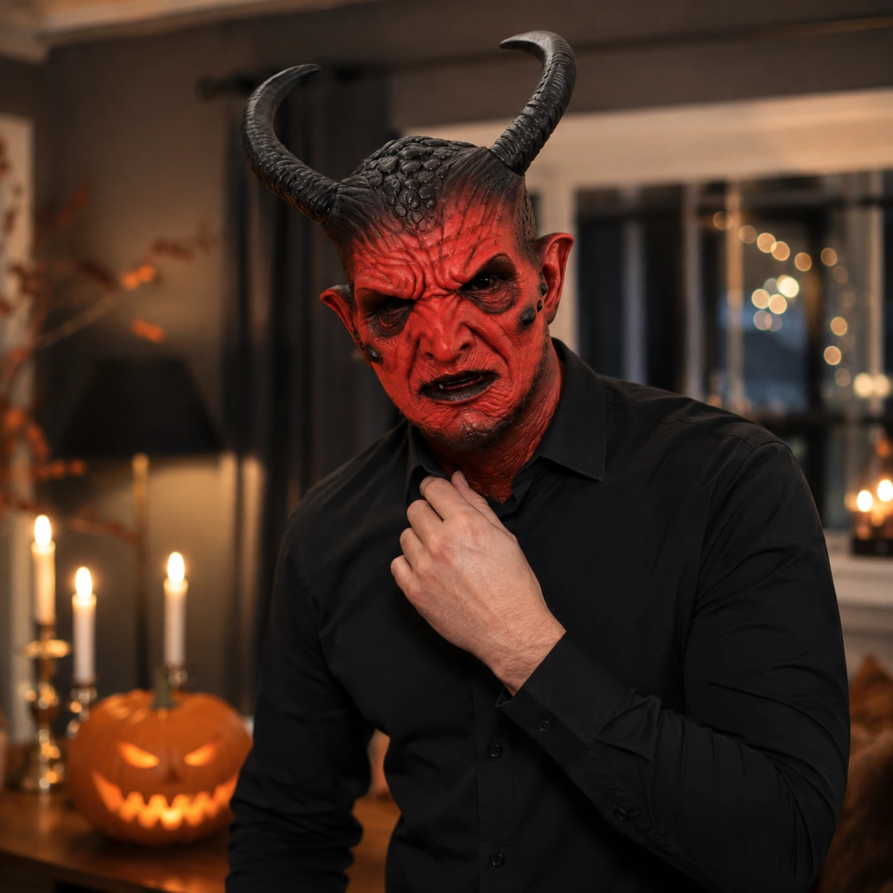 Djävulsmask för halloween och maskerad