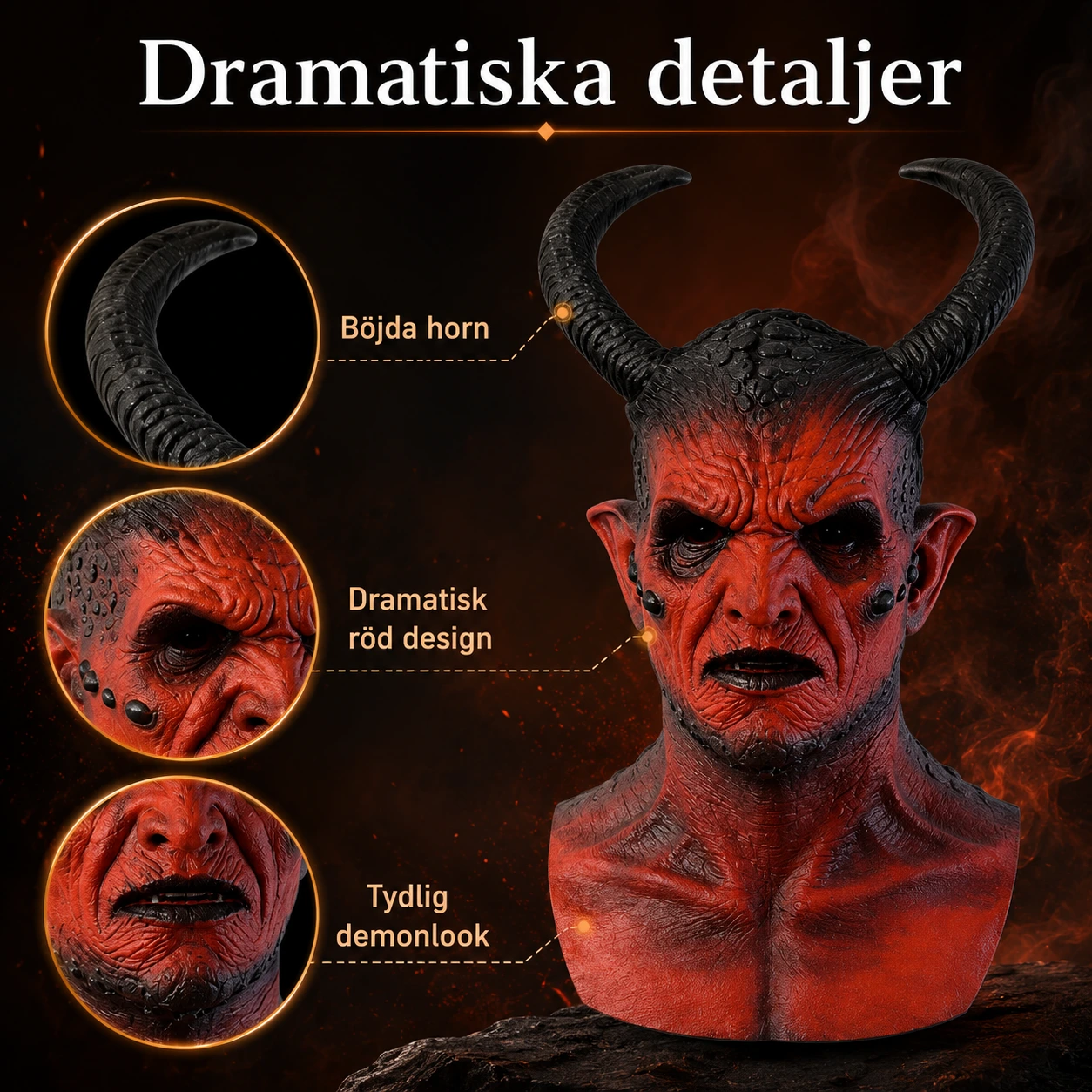 Djävulsmask för halloween och maskerad