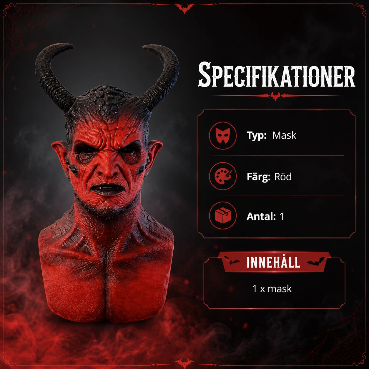 Djävulsmask för halloween och maskerad