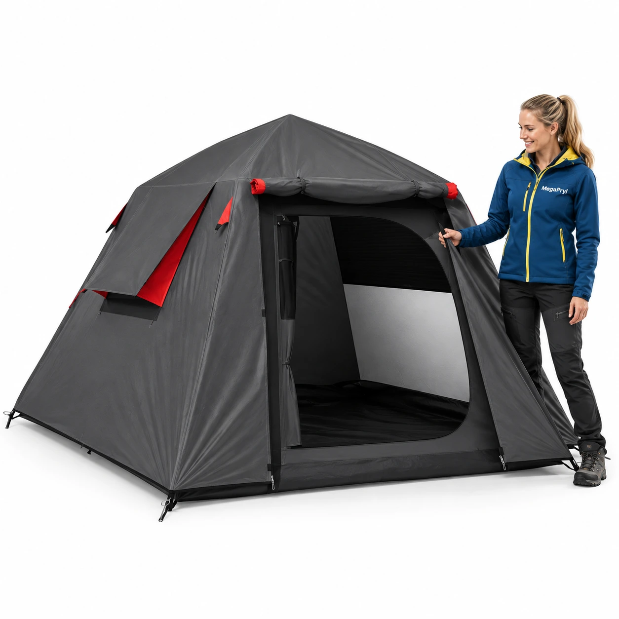 Kupoltält för camping med två dörrar och 3000 mm vattenpelare