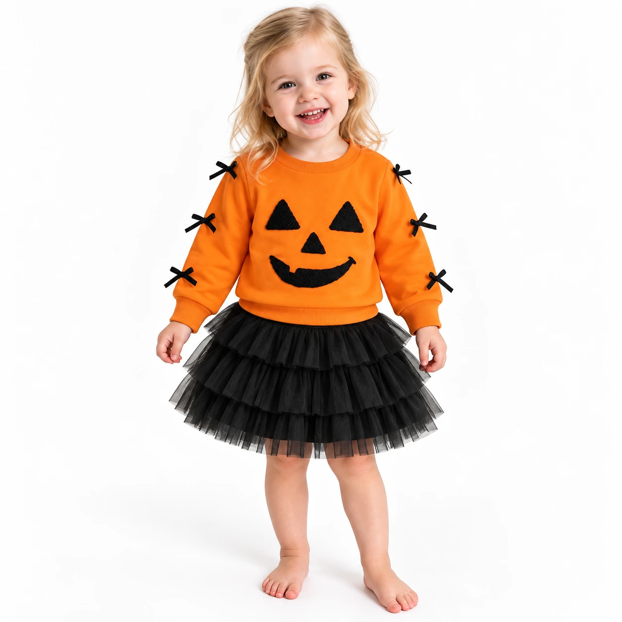 Halloweenkläder för småbarn med tröja och kjol