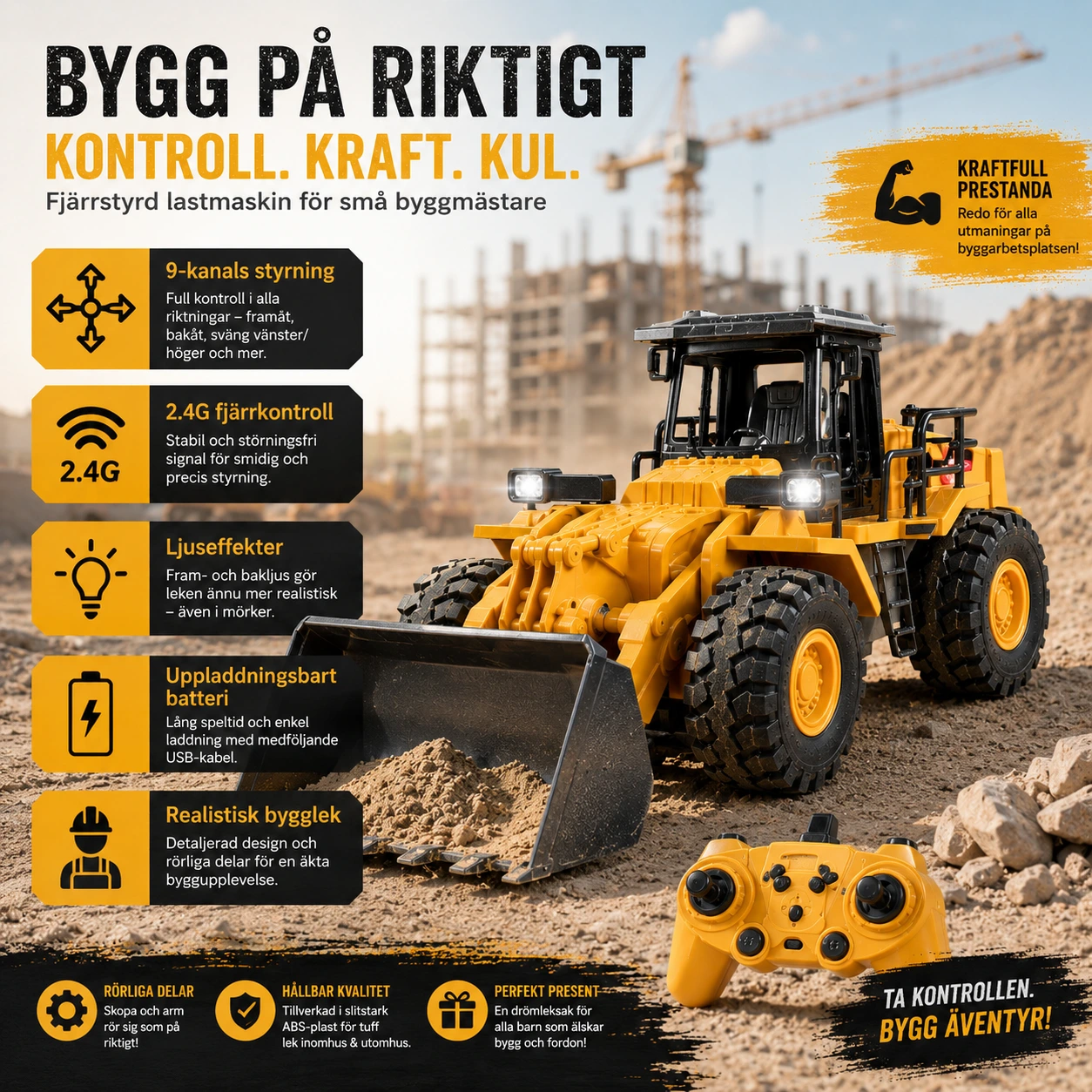 Fjärrstyrt Entreprenadfordon 9CH i Legering