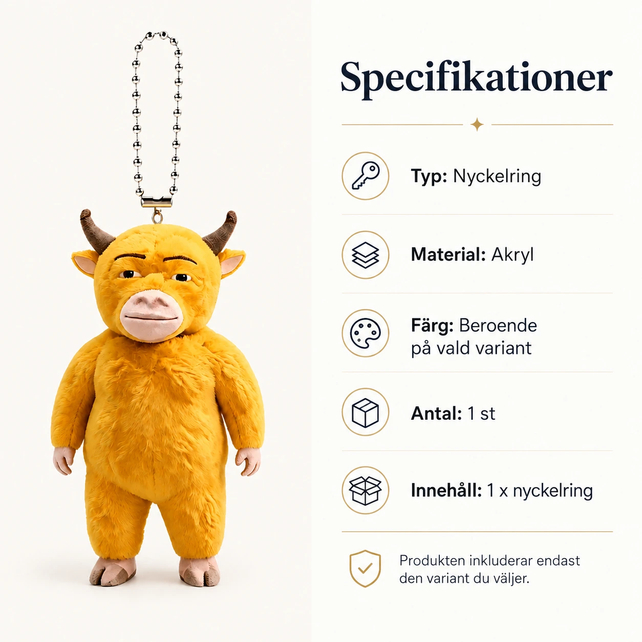 Nyckelring med djurfigur i akryl