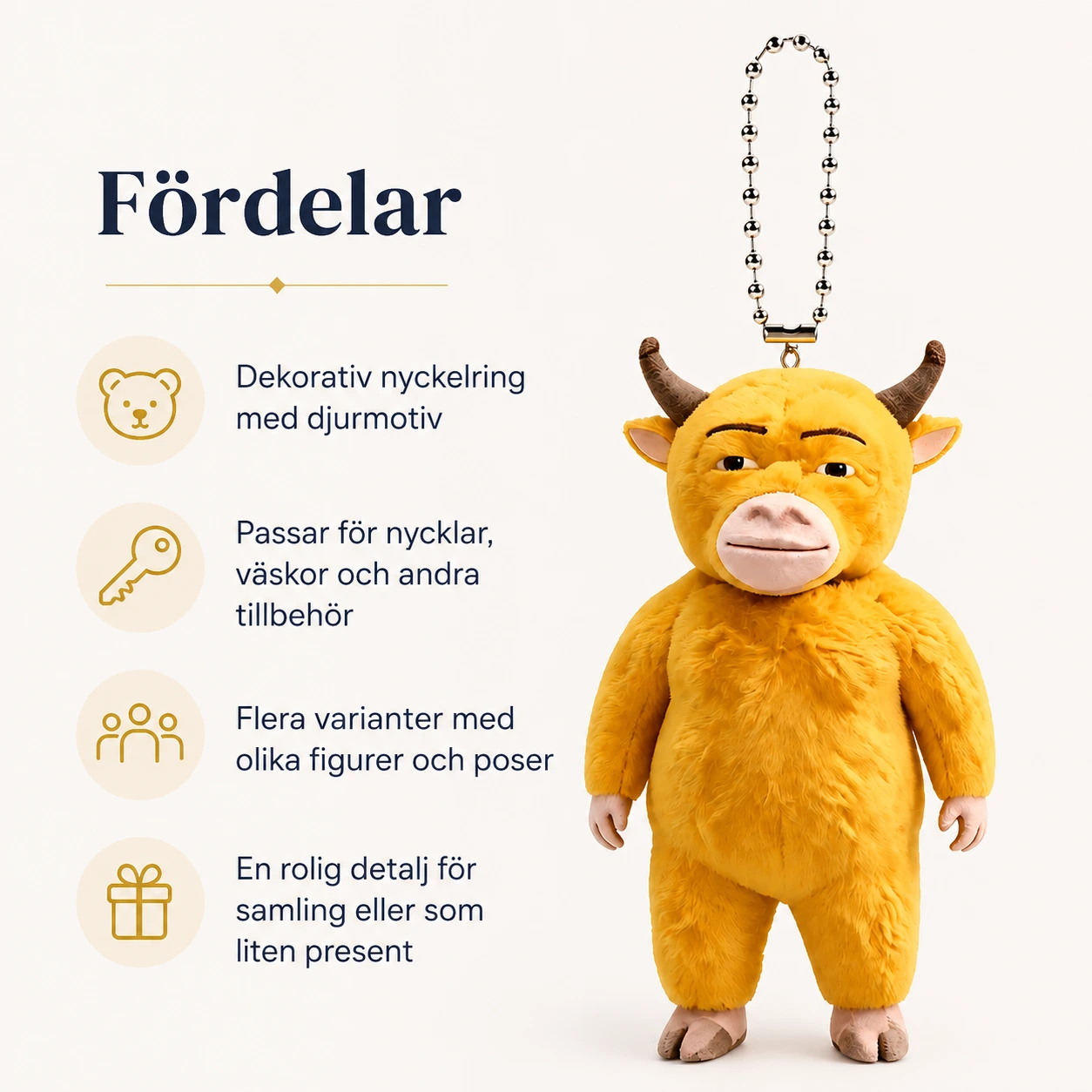 Nyckelring med djurfigur i akryl