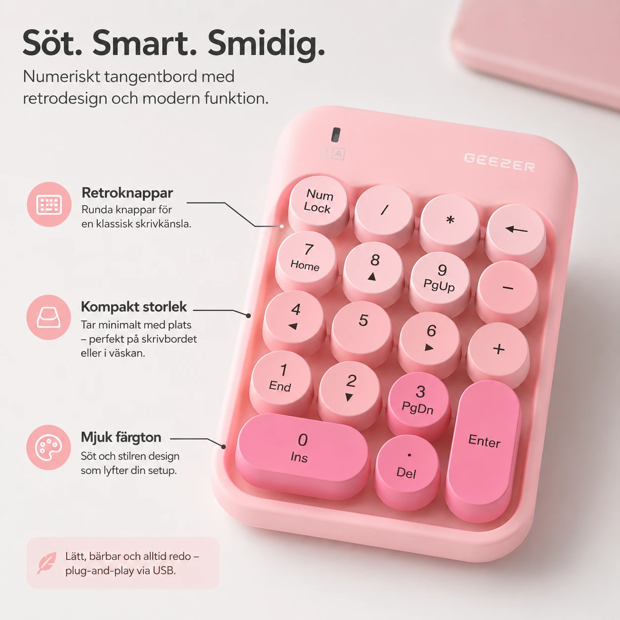Trådlöst numeriskt tangentbord med retroknappar