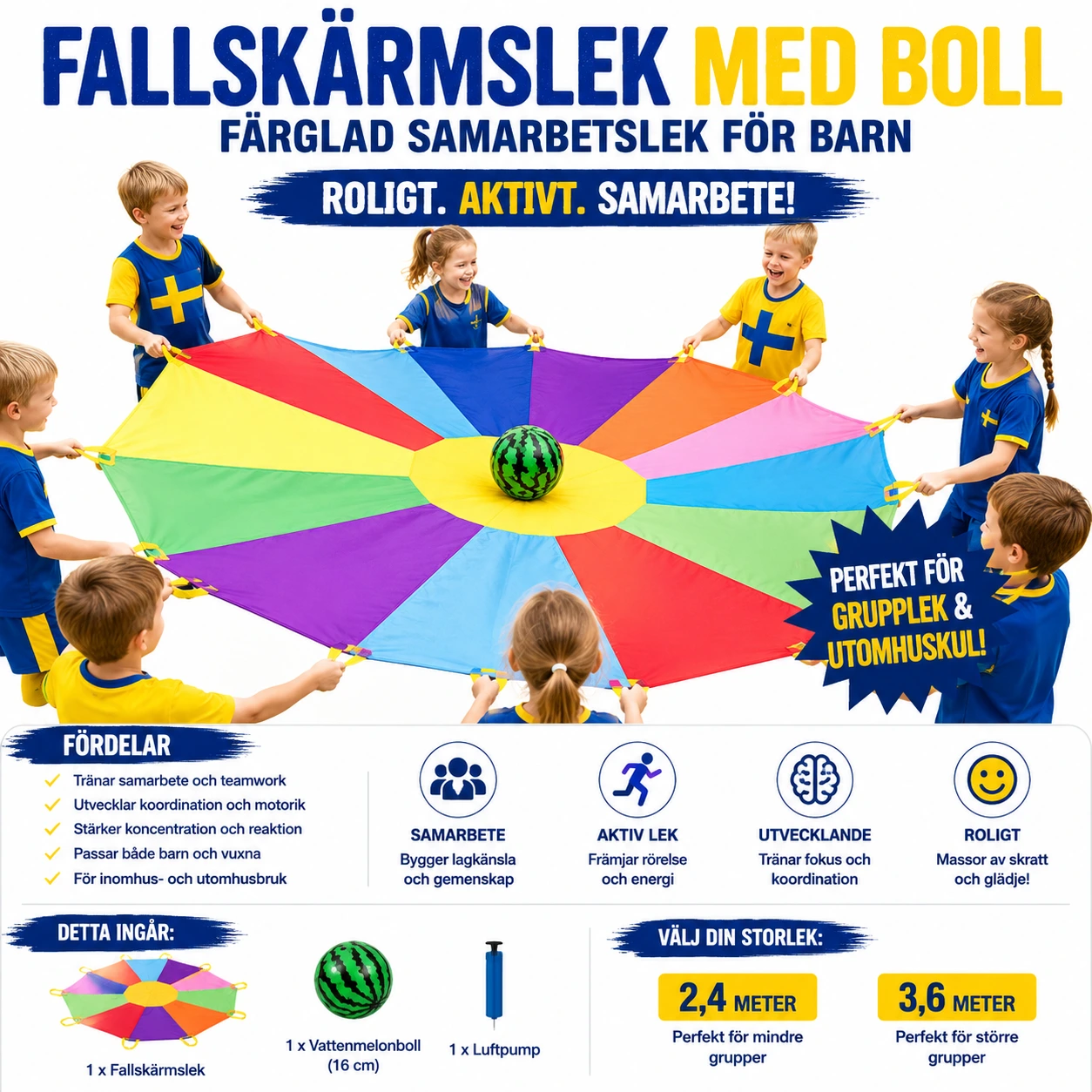 Fallskärmslek med Boll – Färgglad Samarbetslek för Barn