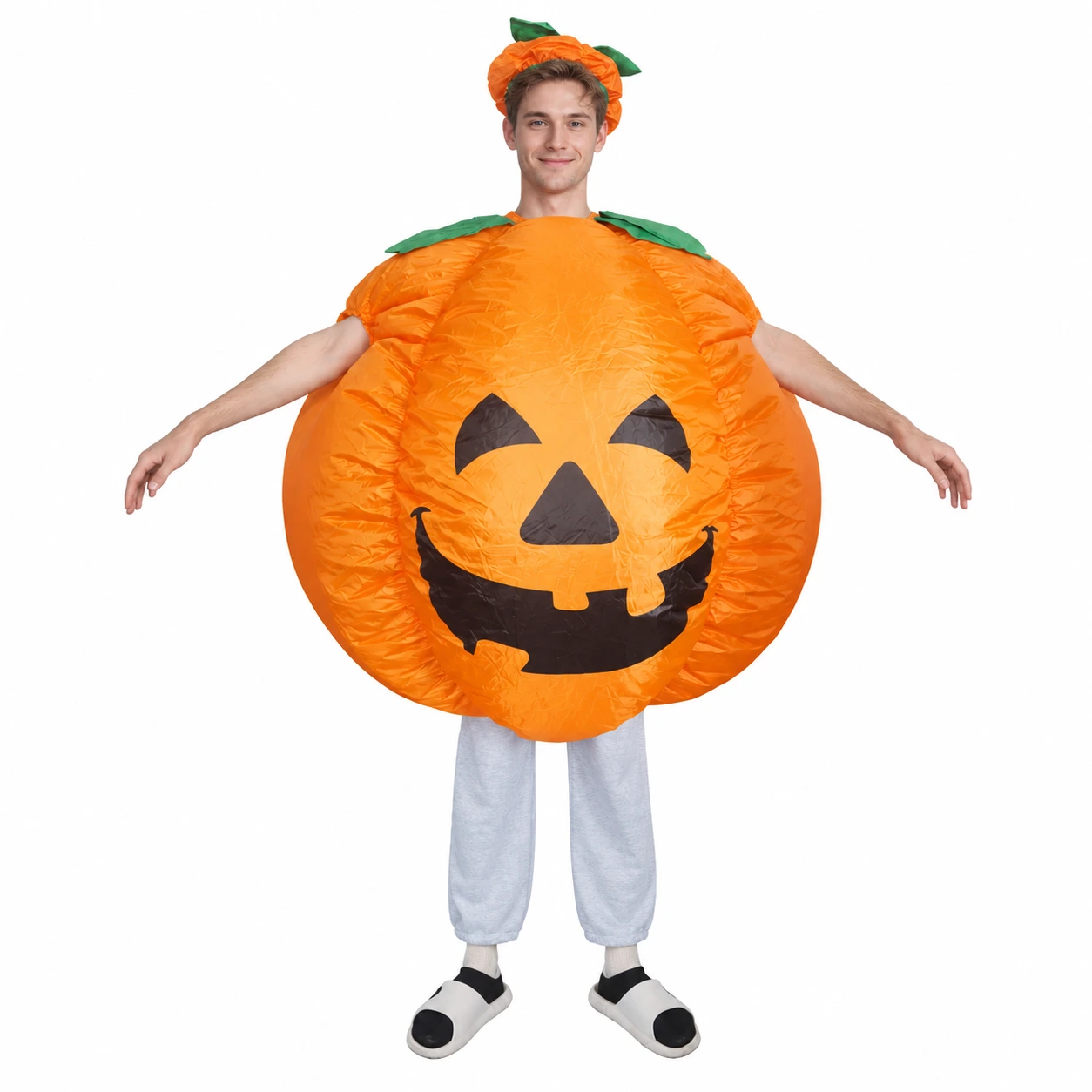 Uppblåsbar Klassisk Halloween Kostym Pumpa Maskeraddräkt för Vuxna