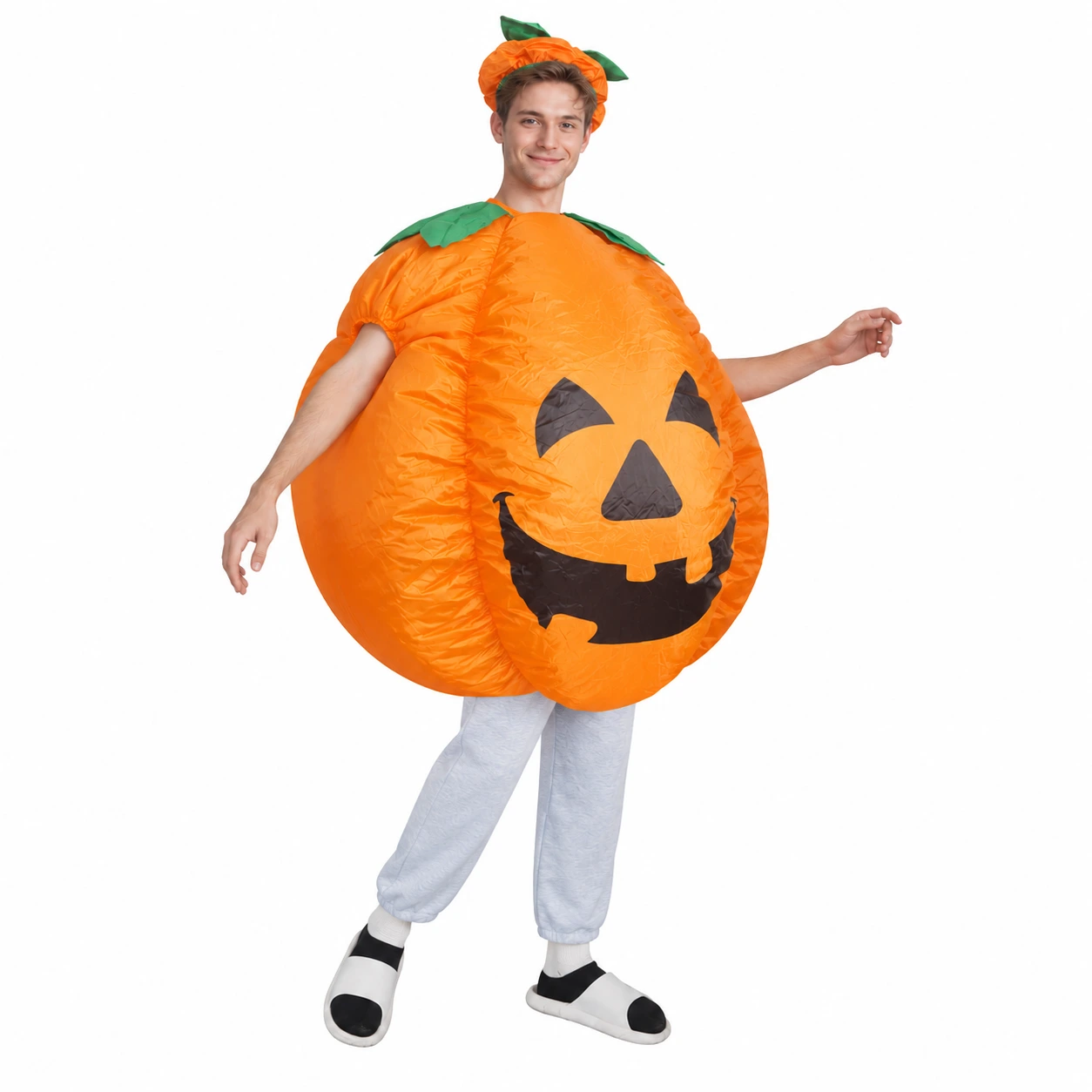 Uppblåsbar Klassisk Halloween Kostym Pumpa Maskeraddräkt för Vuxna