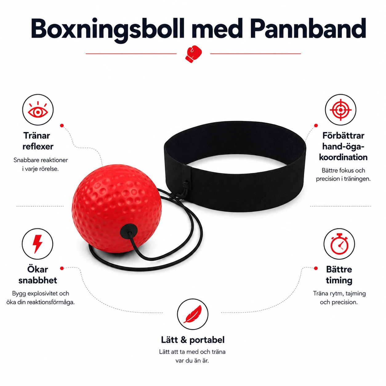 Boxningsboll med Pannband för Reaktionsträning