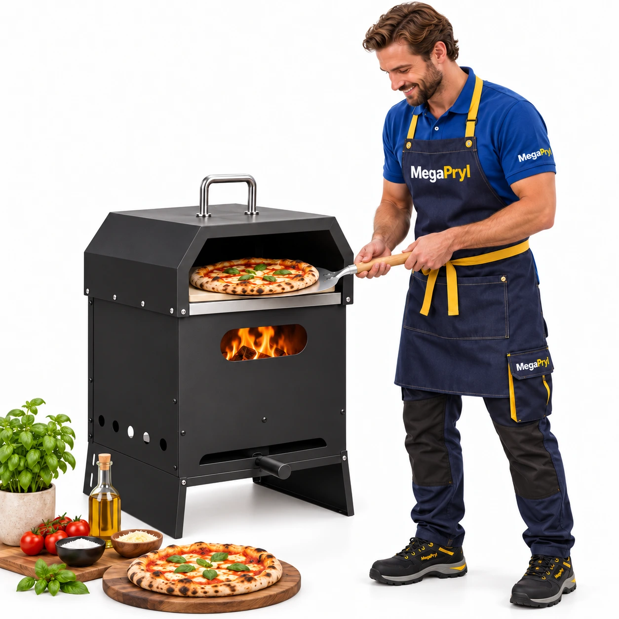 Puulämmitteinen pizzauuni pizzakivellä ulkokäyttöön