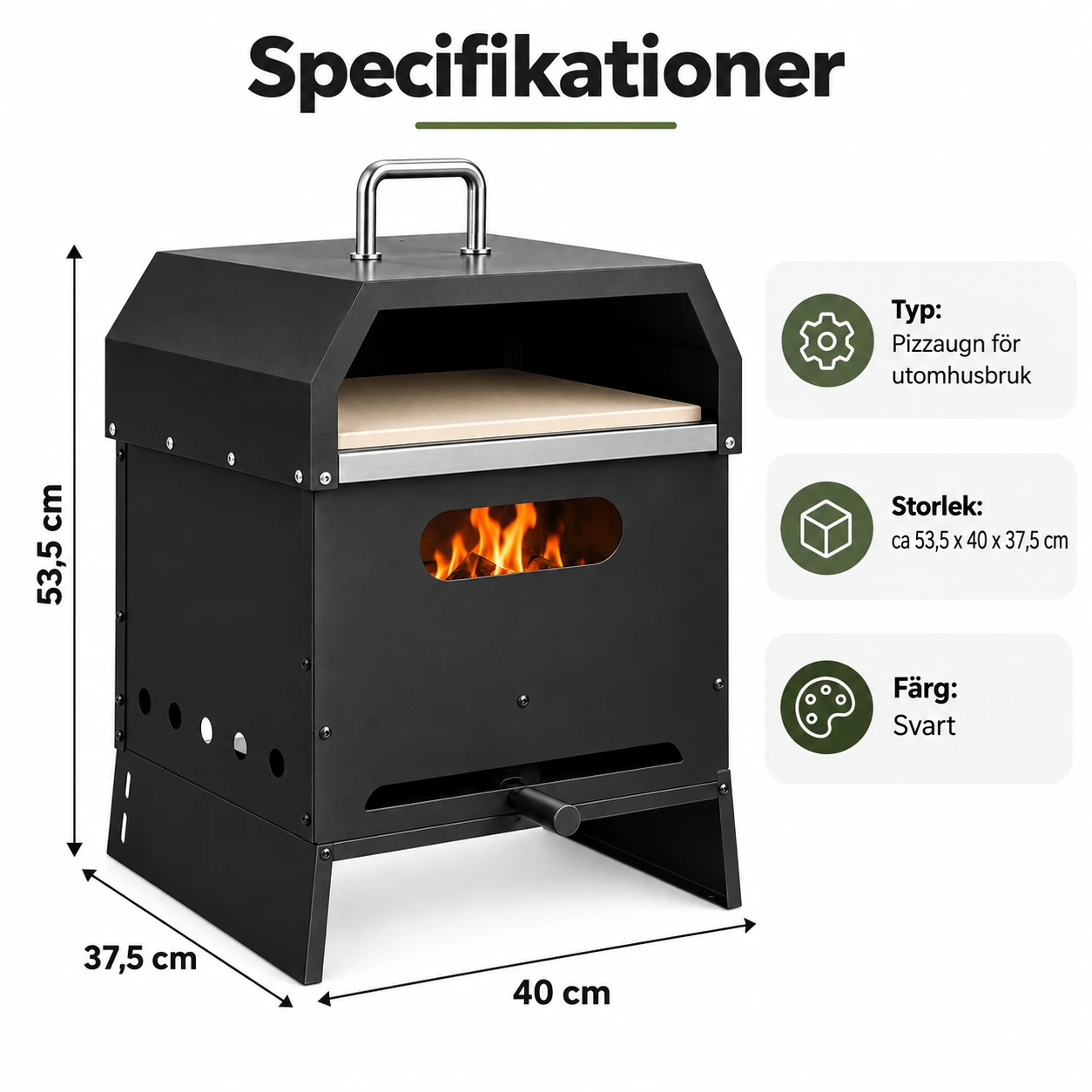 Puulämmitteinen pizzauuni pizzakivellä ulkokäyttöön