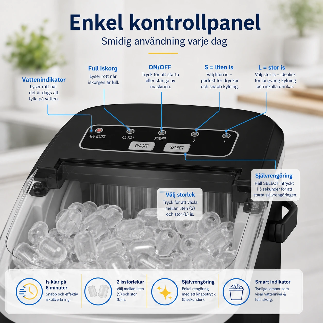 Bärbar Ismaskin 12 kg - 24h med Självrengöring