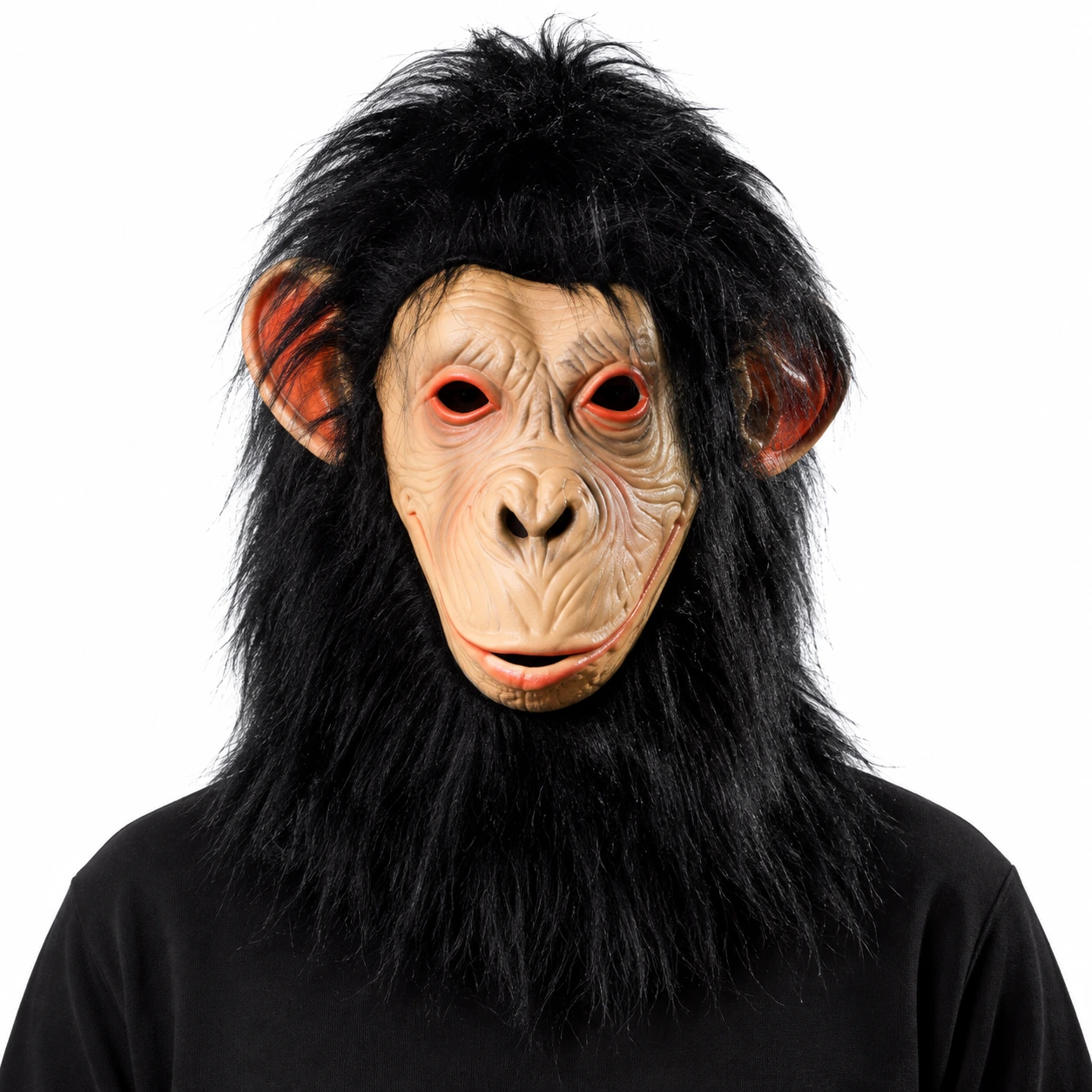 Apemaske i lateks med svart hår