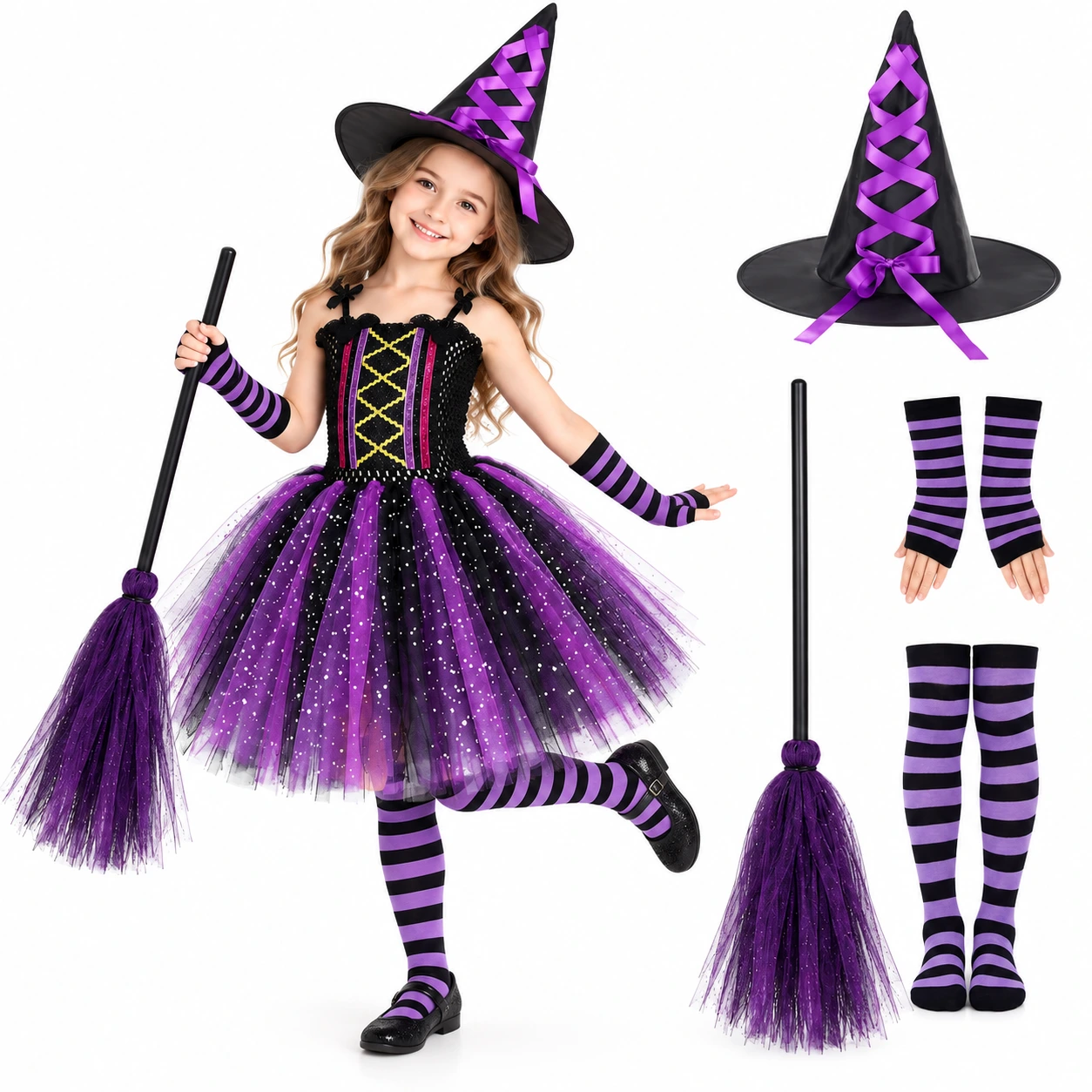 Häxdräkt för barn till halloween och maskerad