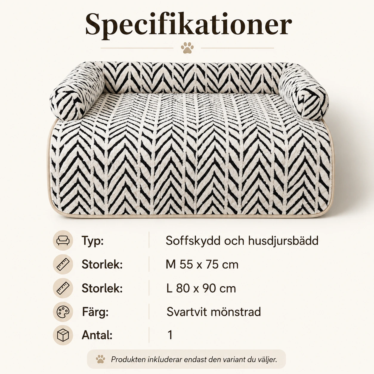 Soffskydd för husdjur med sidokanter och halkfri botten