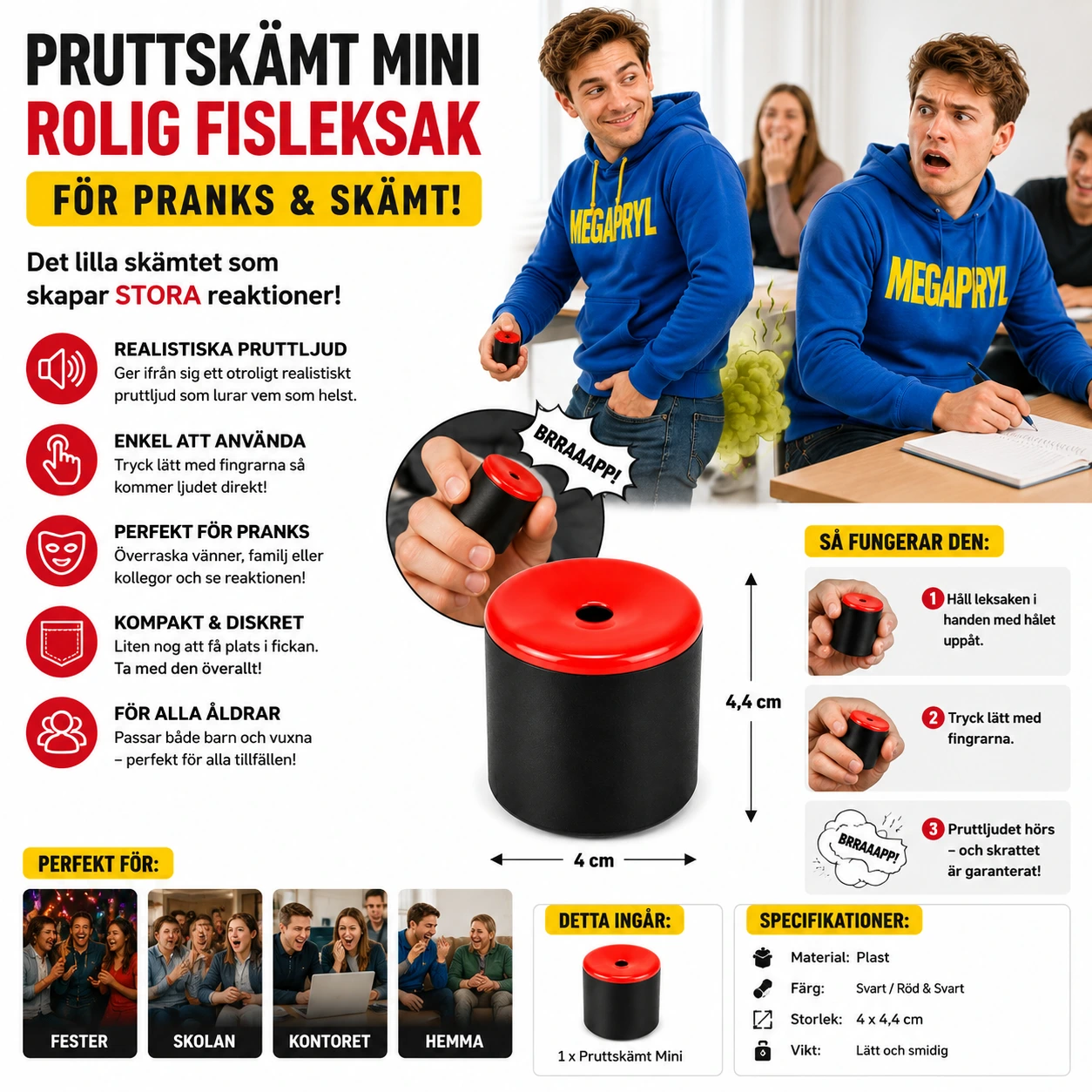 Pruttskämt Mini – Rolig Fisleksak för Pranks