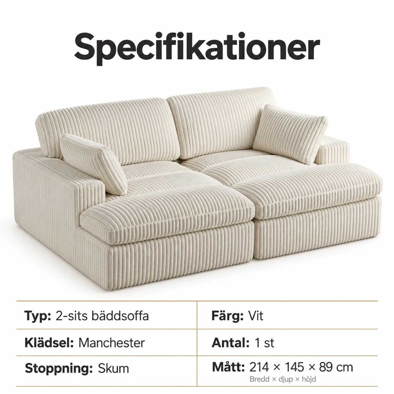 Bäddsoffa 2-sits i manchester för vardagsrum och gästrum