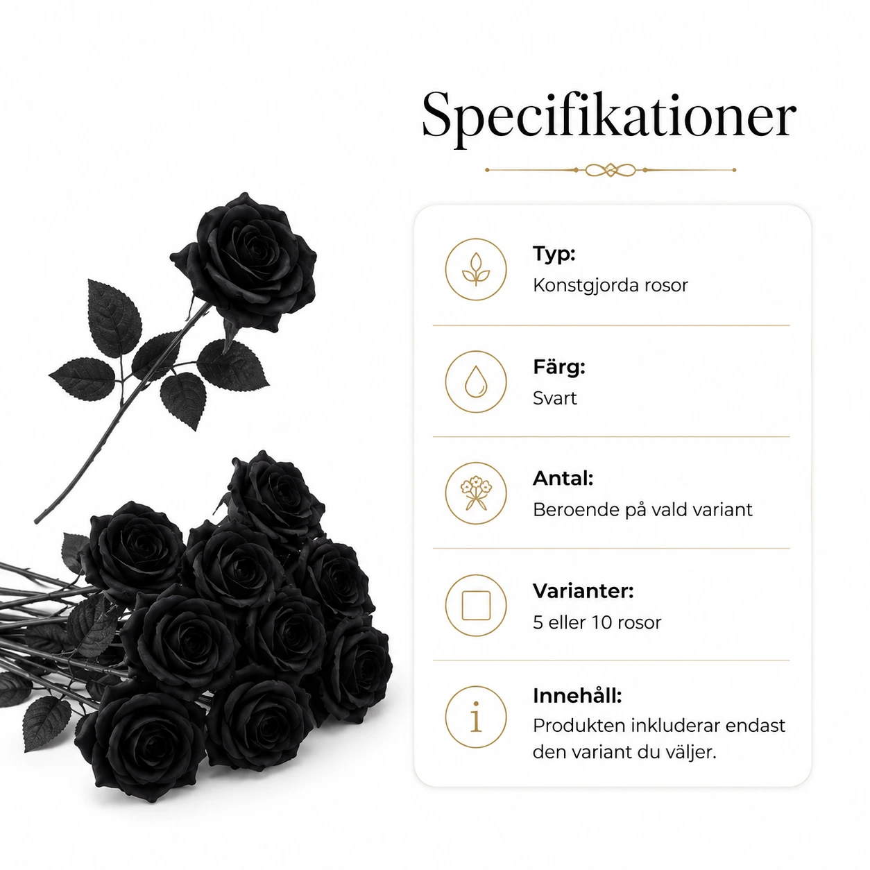 Konstgjorda svarta rosor för dekoration